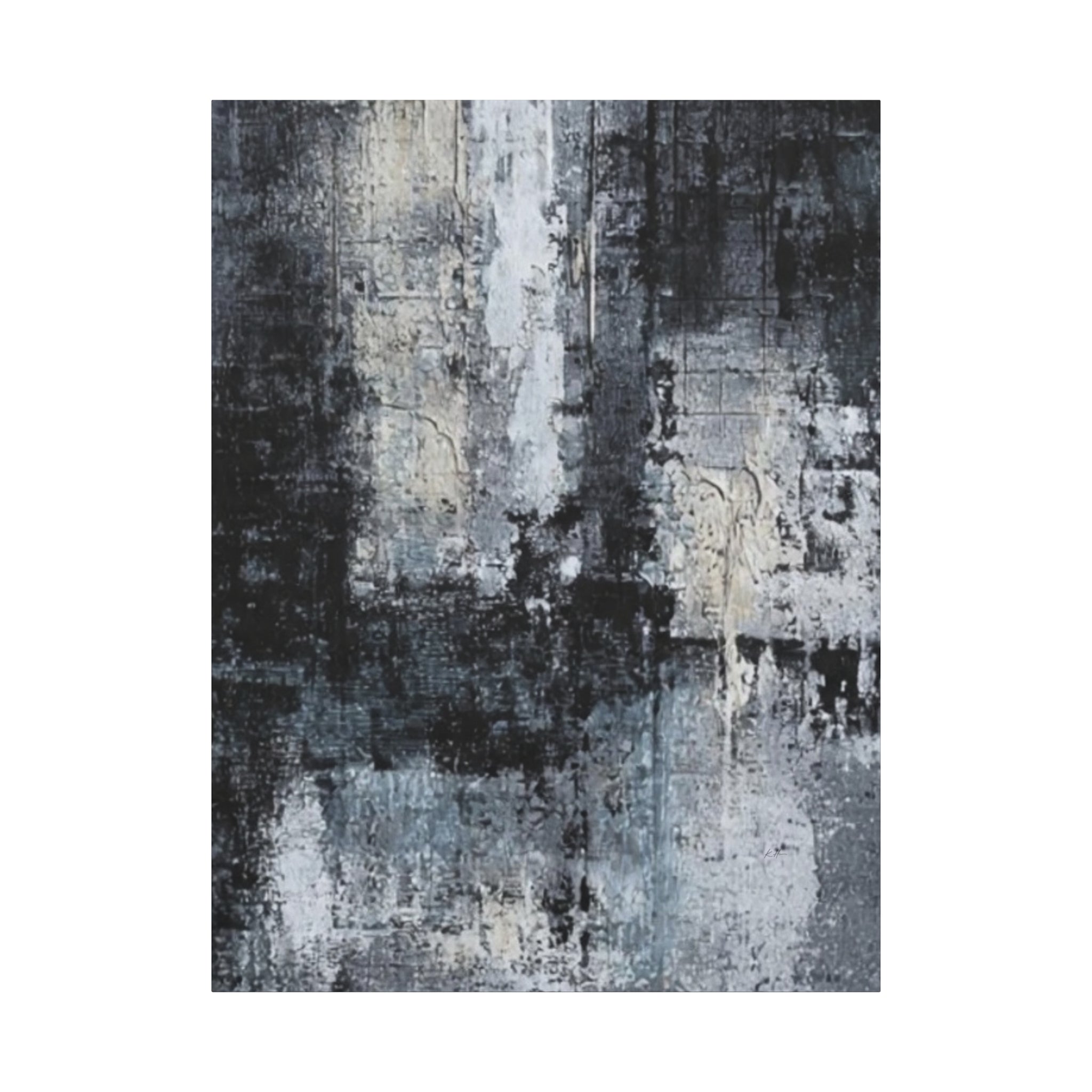 Black White Gray Fusion Abstract Wall Art