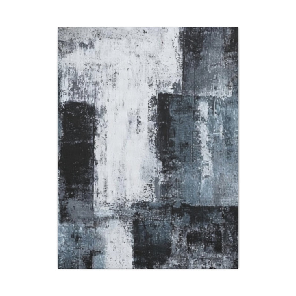 Black White Gray Layers Abstract Wall Art Print