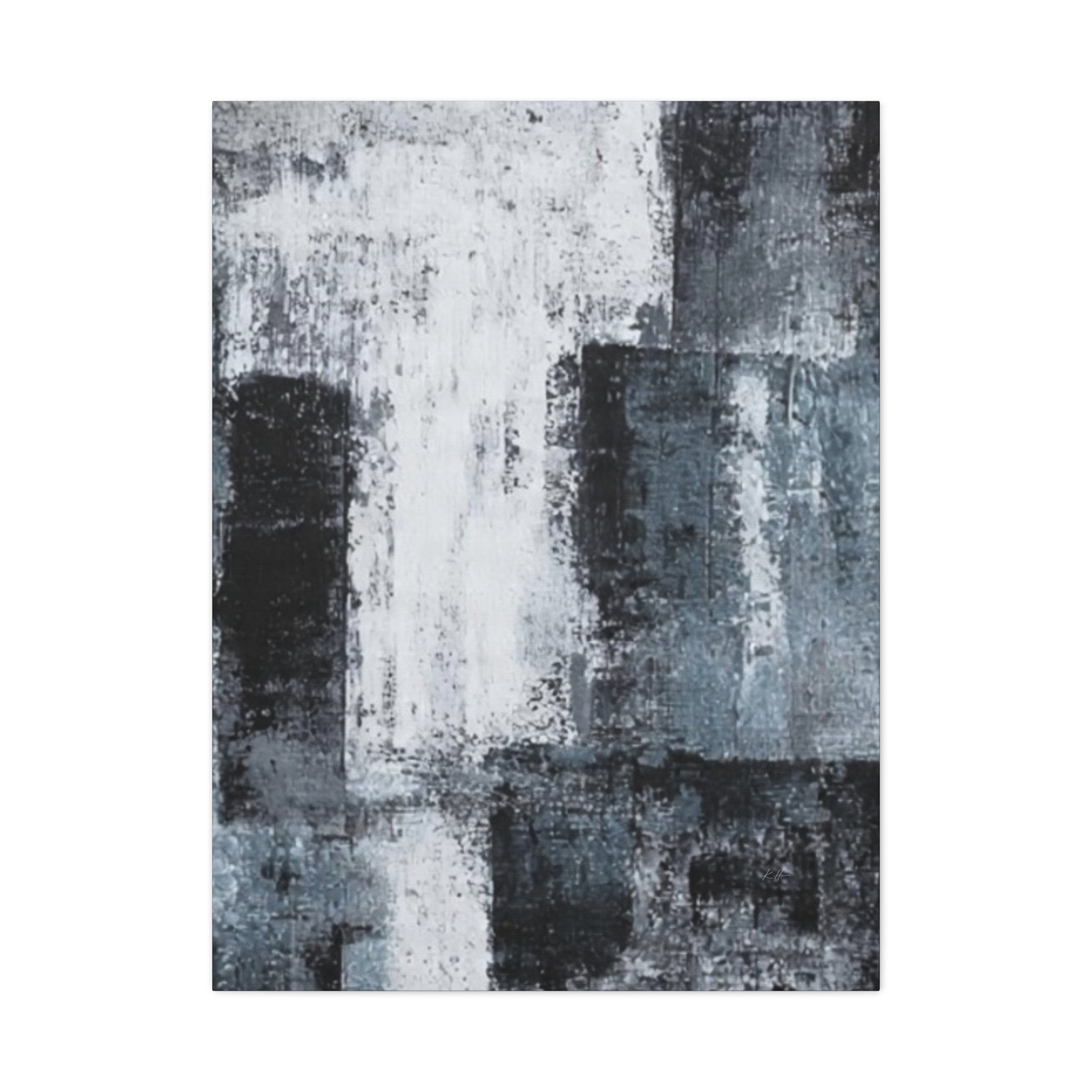 Black White Gray Layers Abstract Wall Art