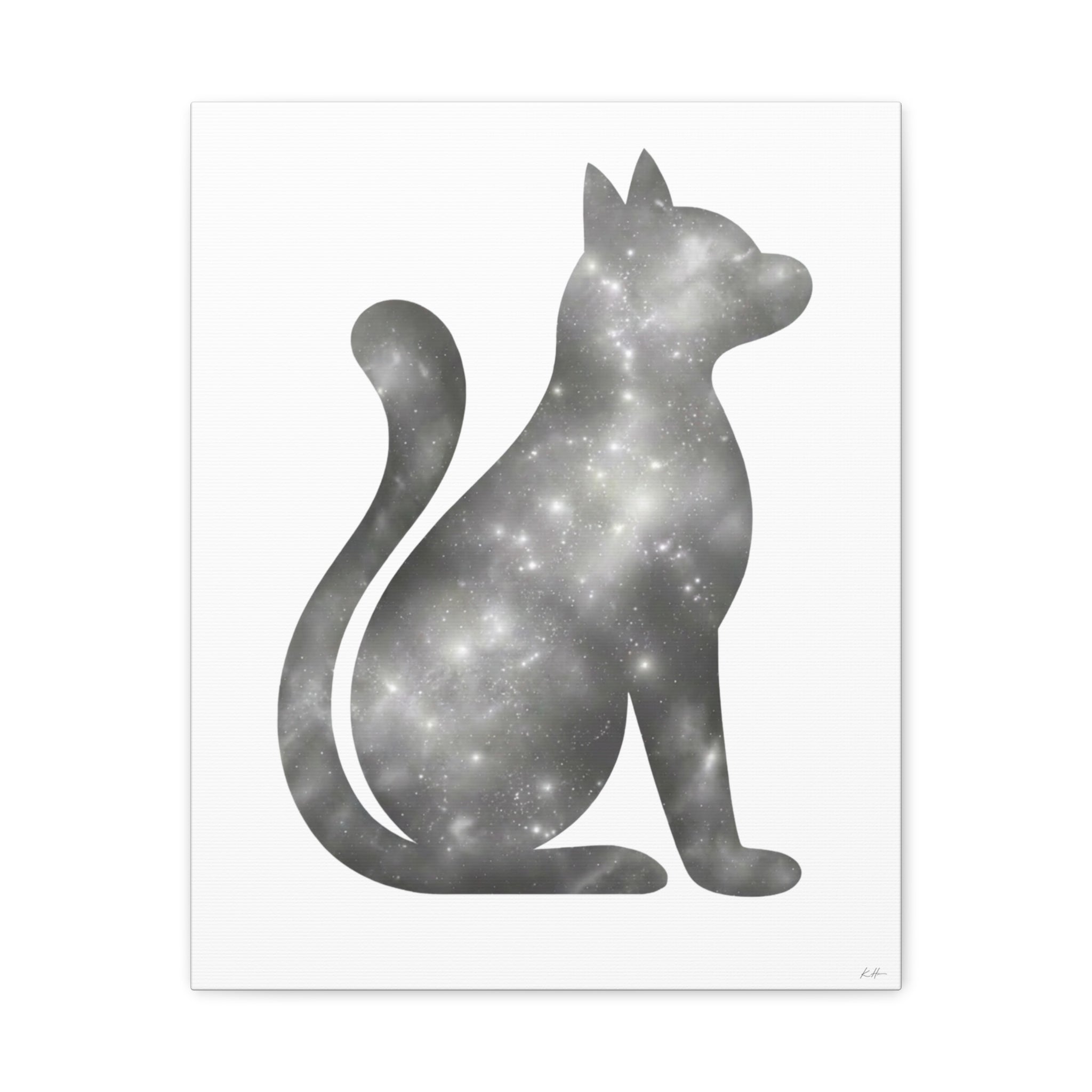 Gray Galaxy Cat Canvas Wall Art