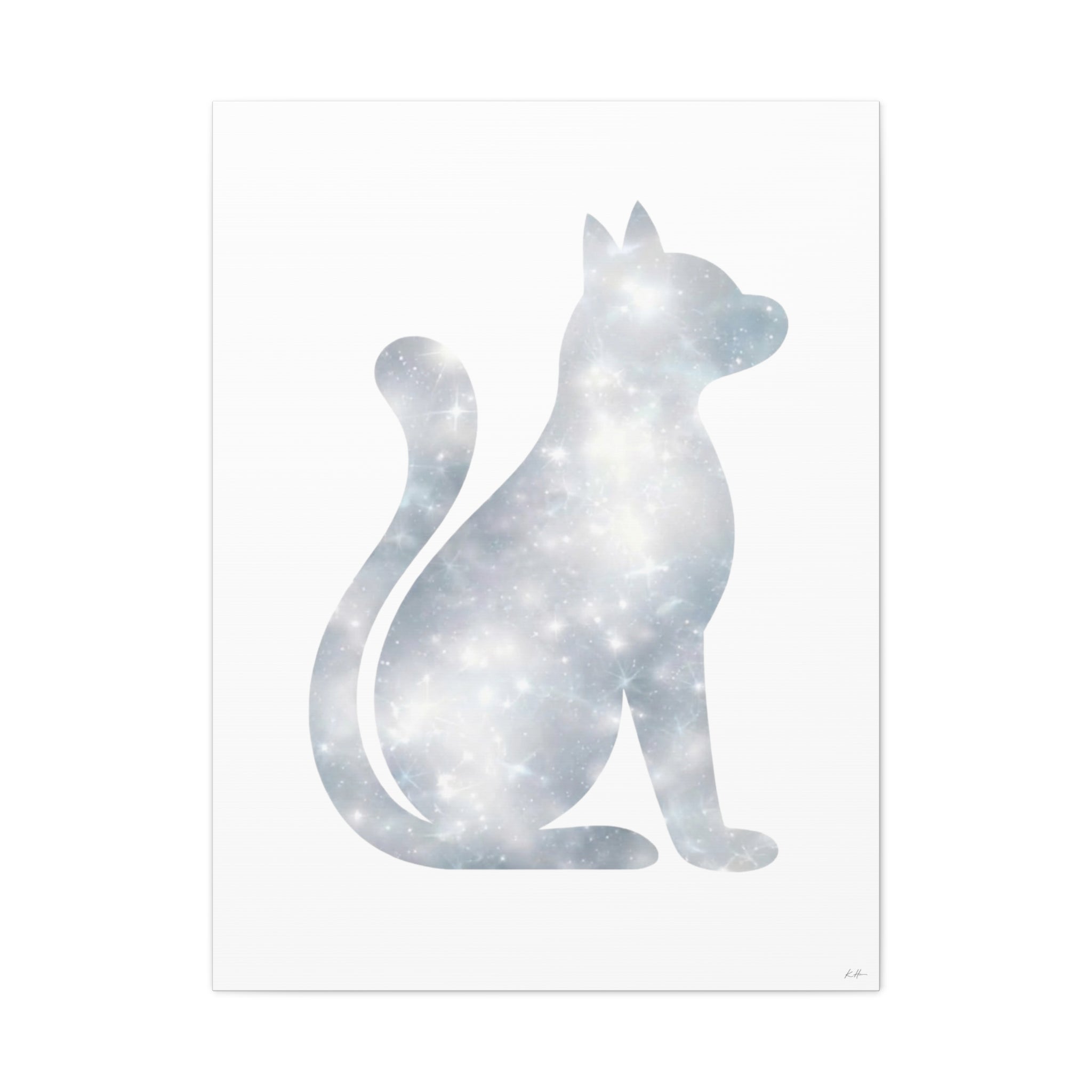 White Galaxy Cat Canvas Wall Art