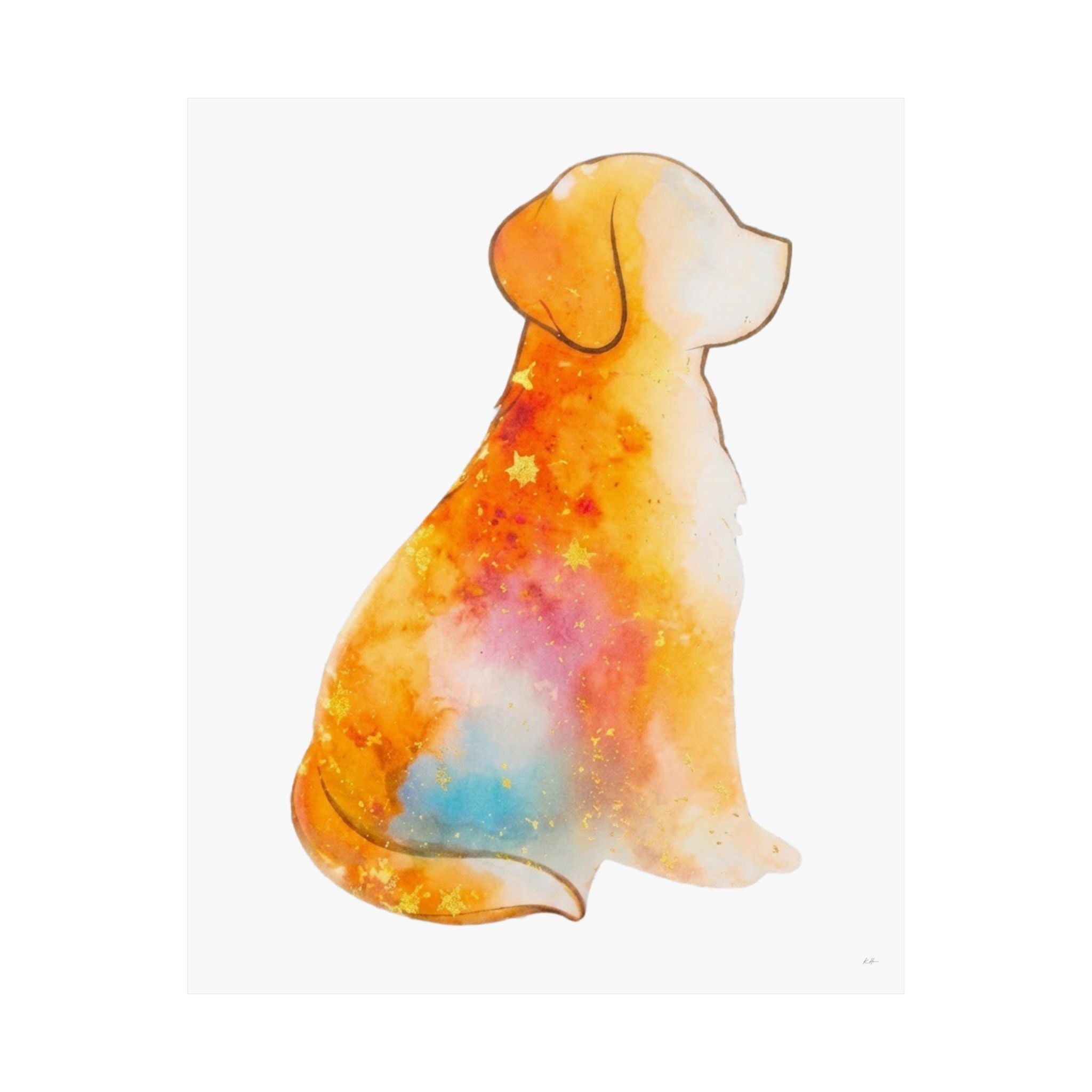 Watercolor-Style Dog Silhouette Poster Print