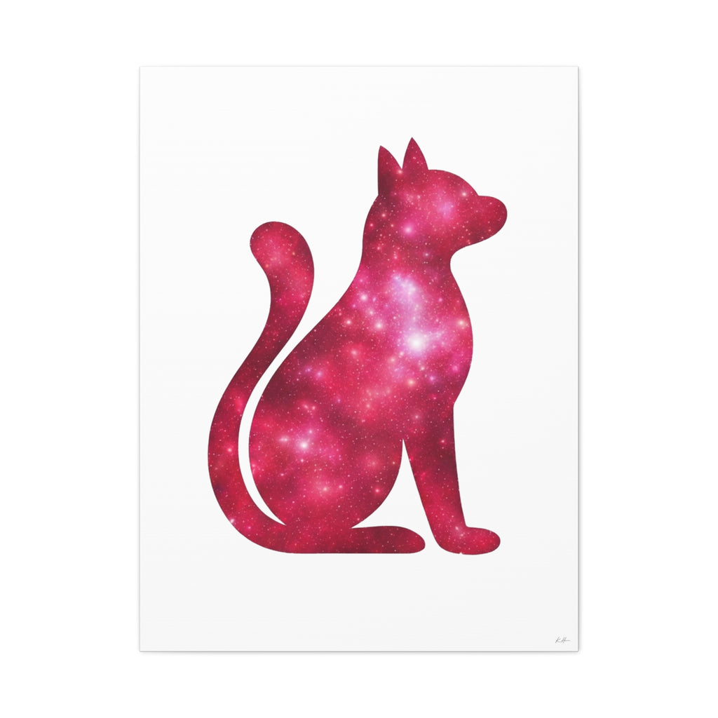Pink Galaxy Cat Canvas Wall Art Print