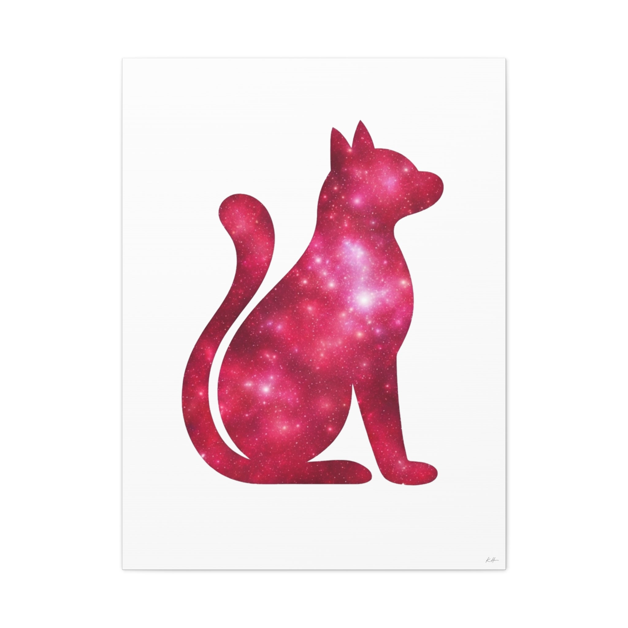 Pink Galaxy Cat Canvas Wall Art Print