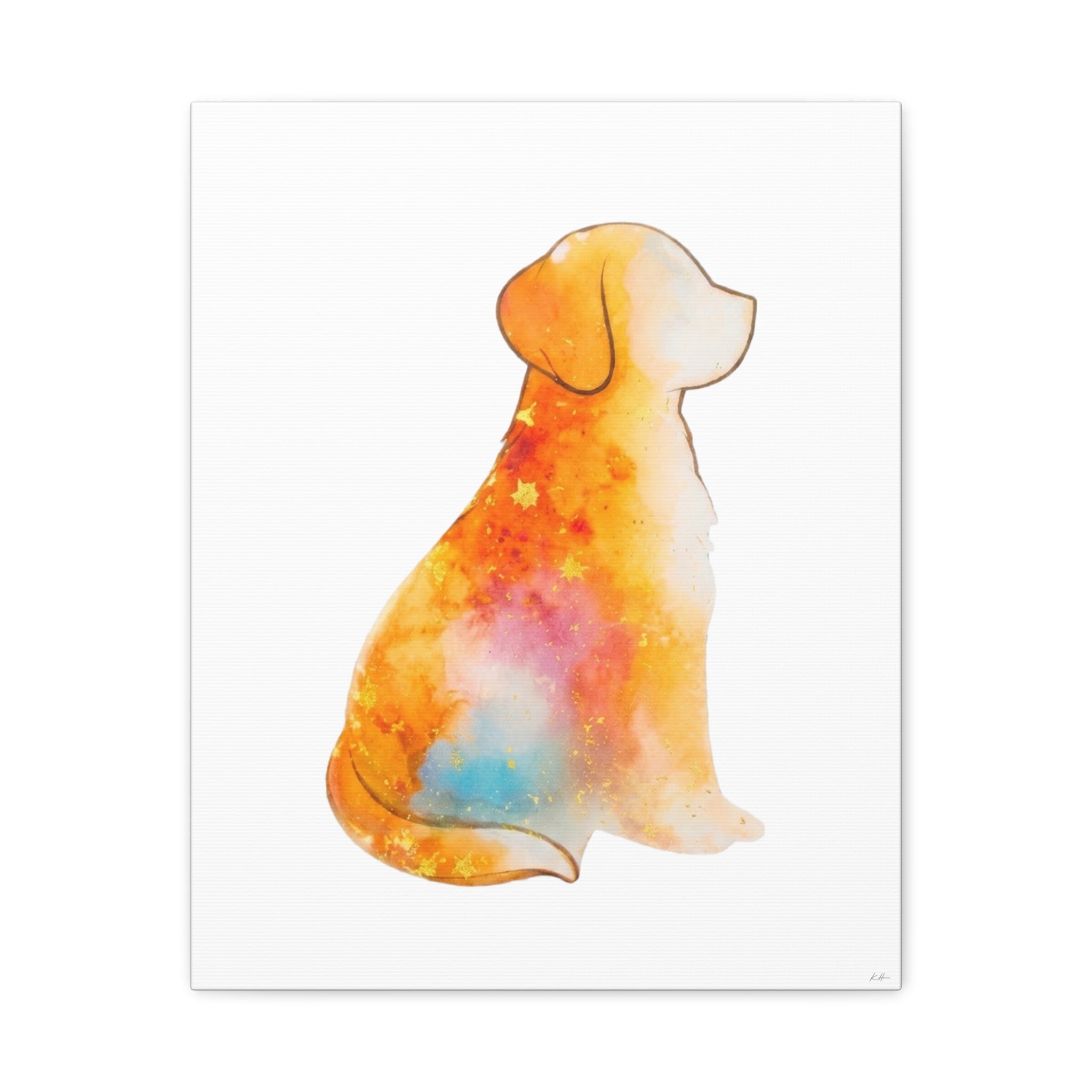 Watercolor-Style Dog Silhouette Wall Art Print