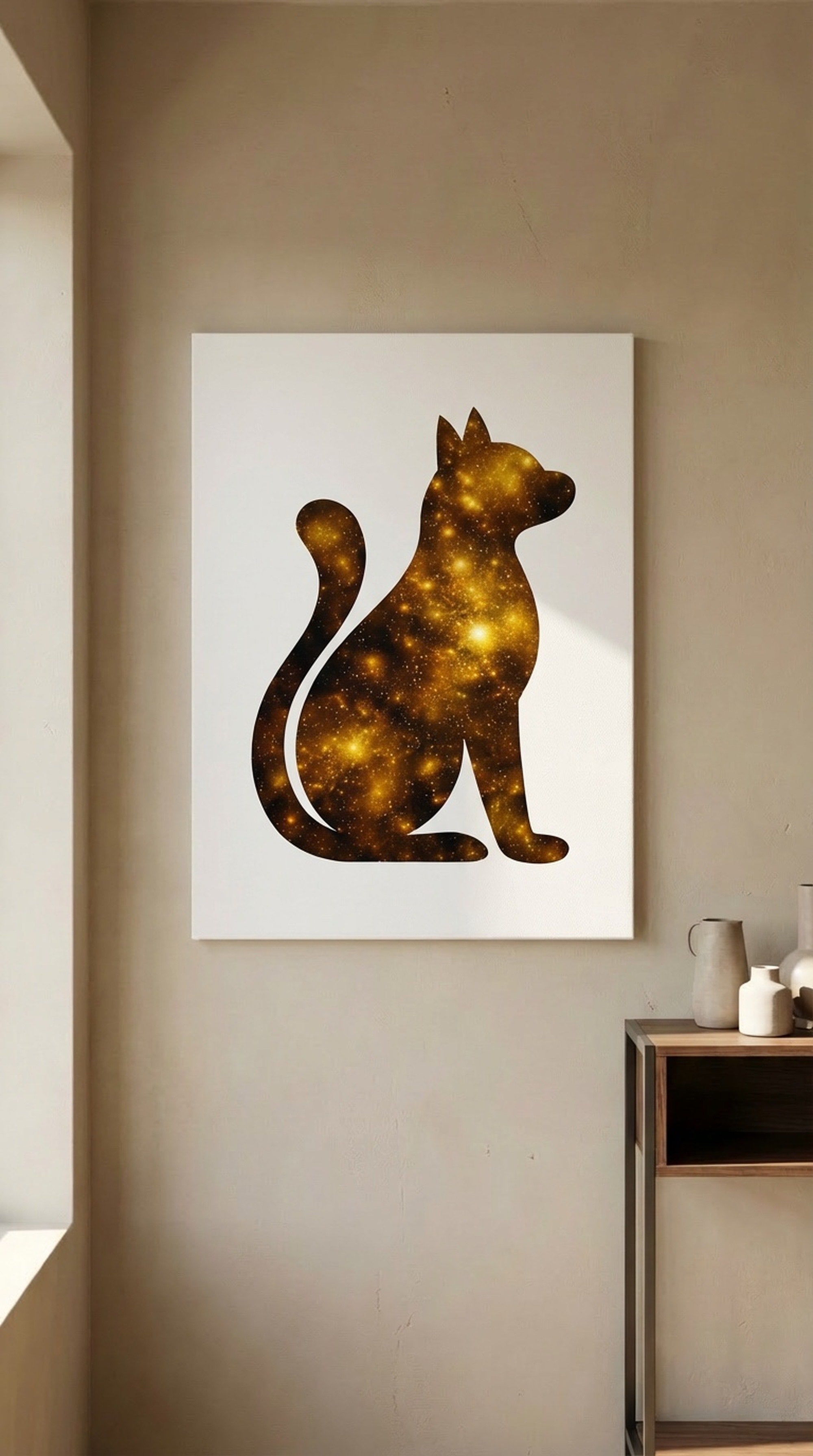 Bronze Galaxy Cat Canvas Wall Art
