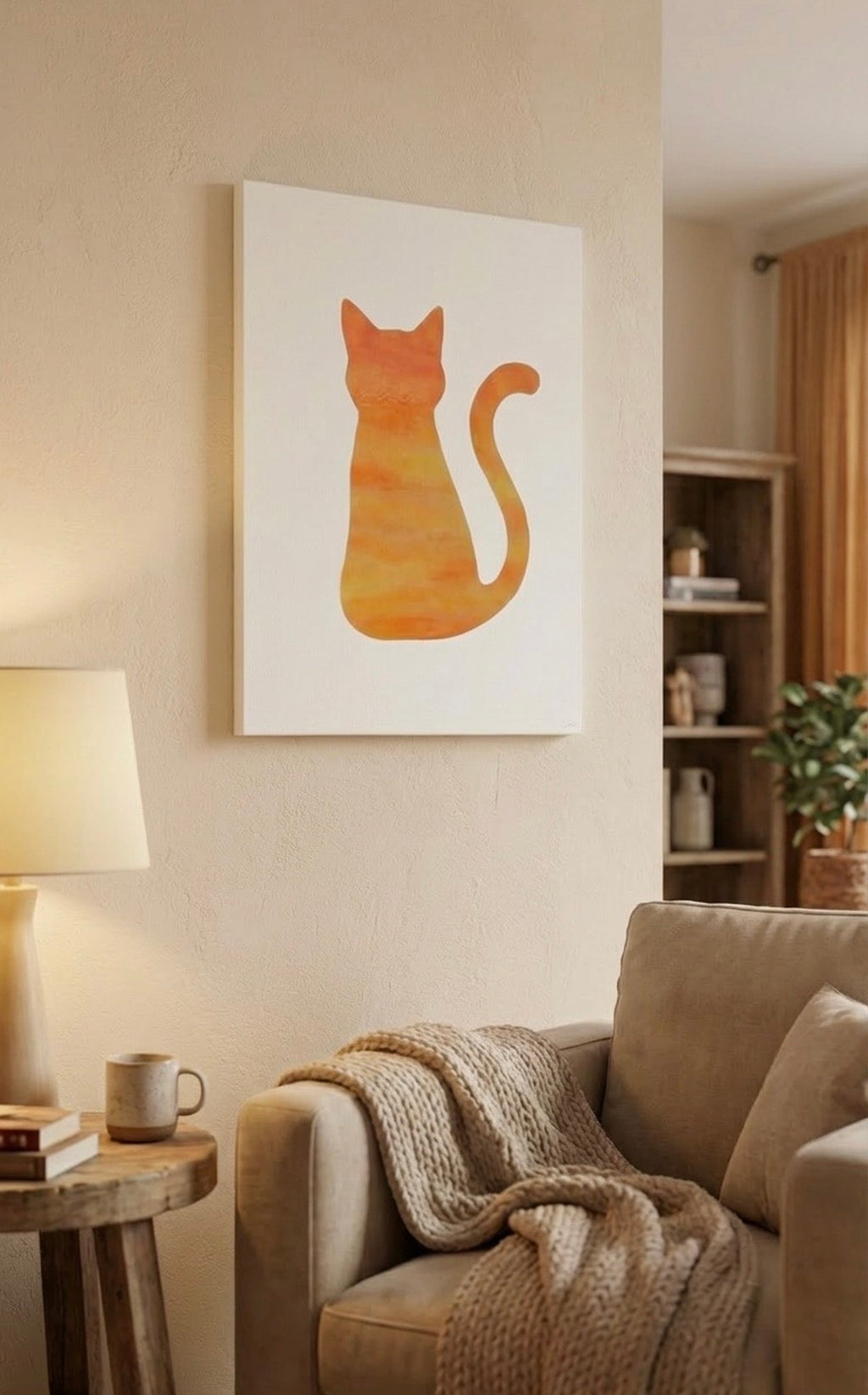Ombre Color Cat Silhouette Wall Art Print
