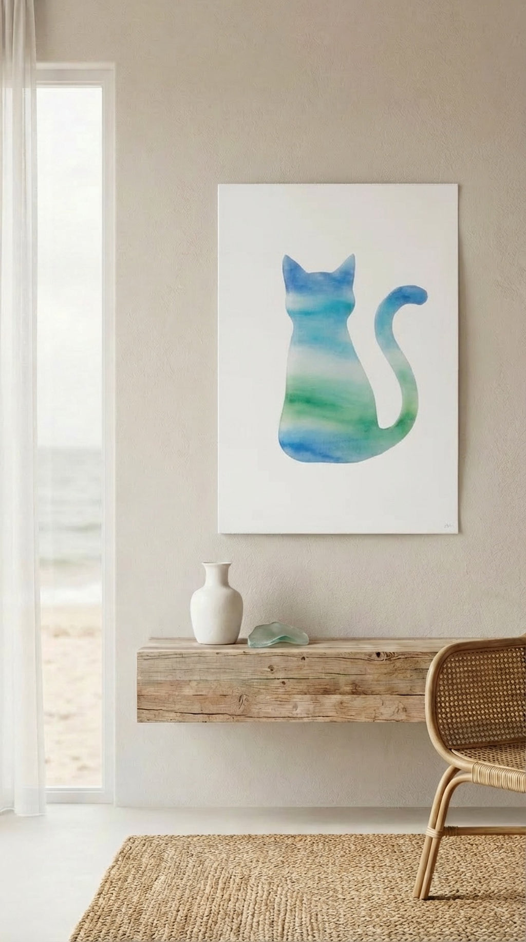 Ombre Color Cat Silhouette Wall Art Print