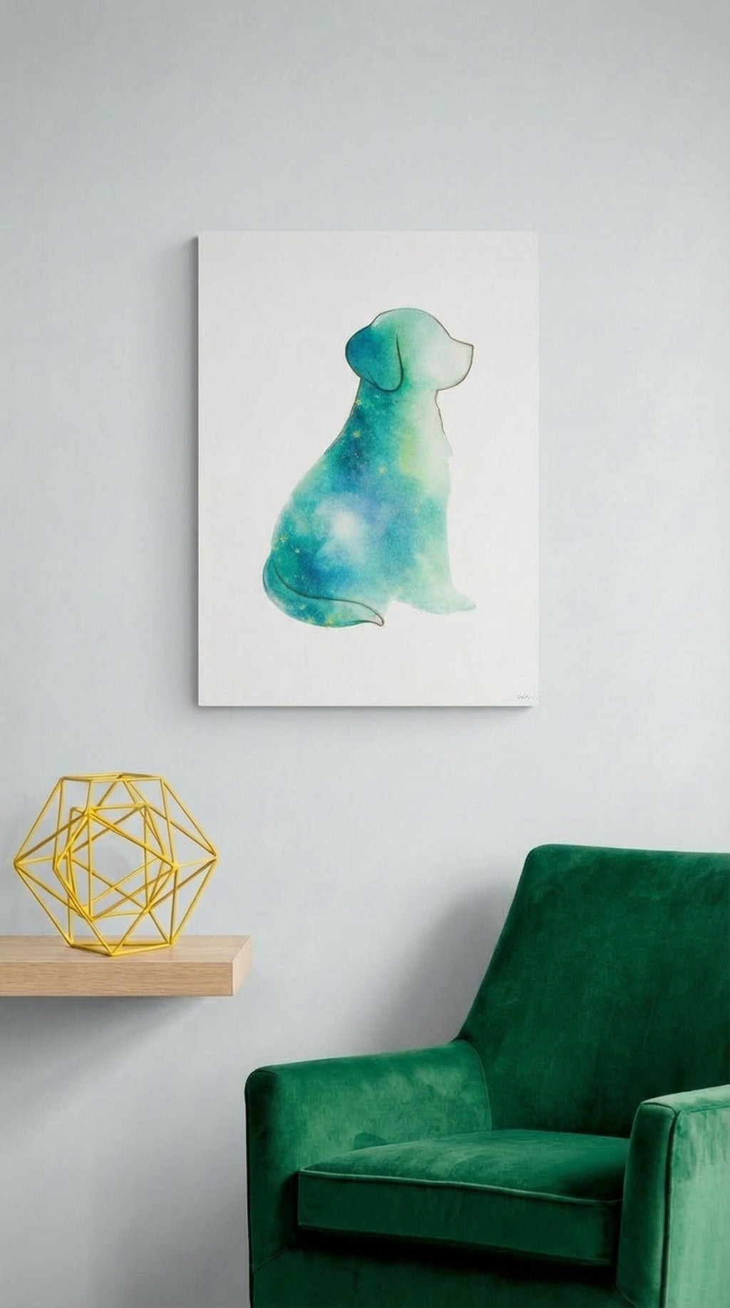 Watercolor-Style Dog Silhouette Wall Art Print