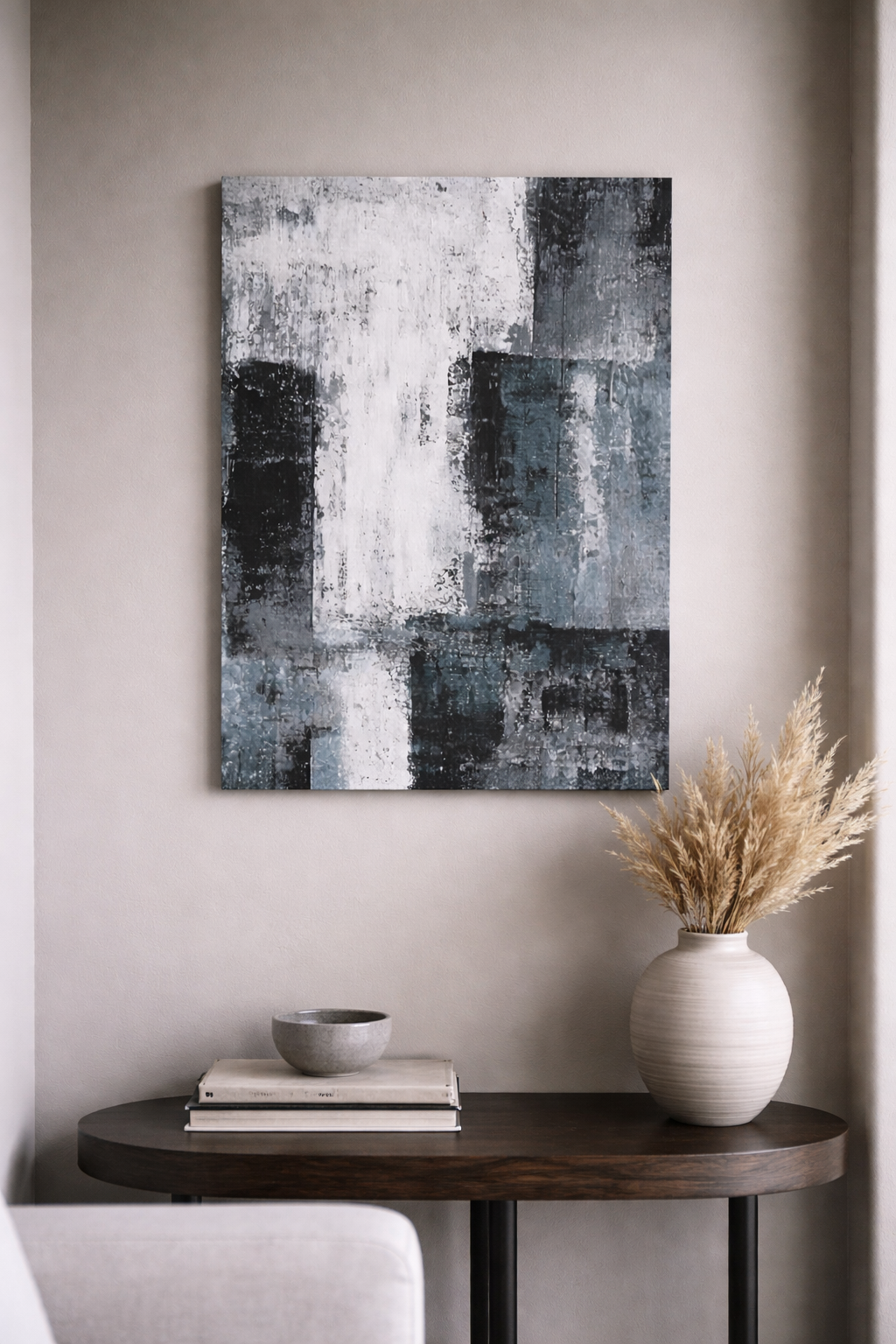 Black White Gray Layers Abstract Wall Art Print