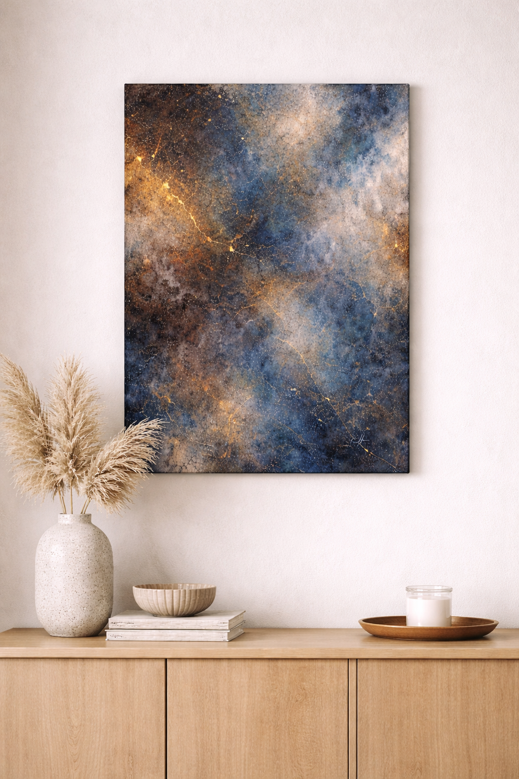 Midnight Gold Abstract Wall Art Print