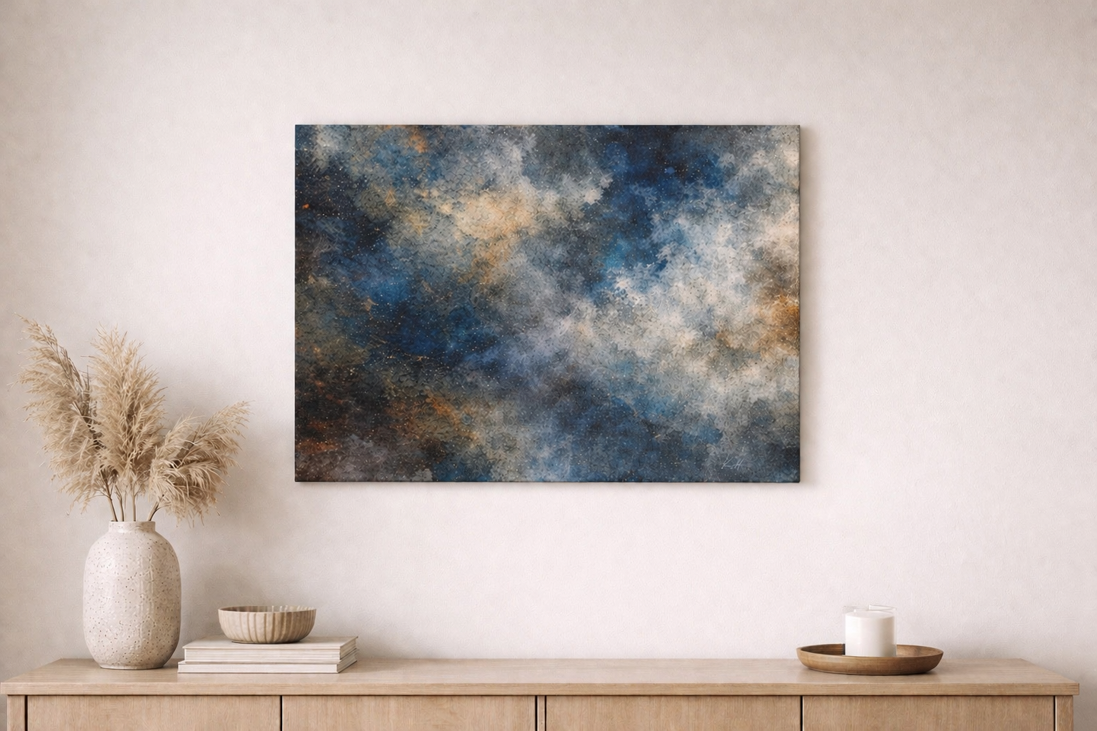 Midnight Gold Abstract Horizontal  Wall Art