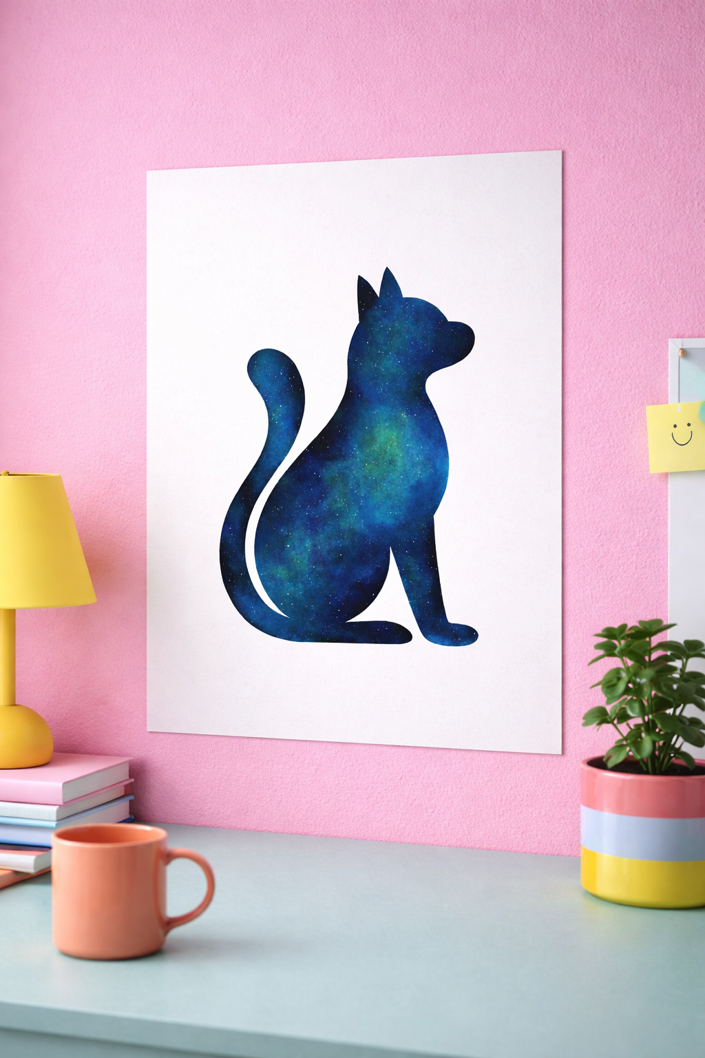 Blue Galaxy Cat Poster