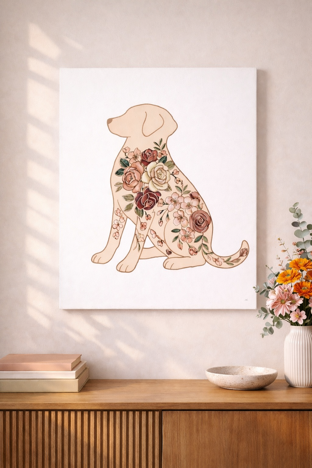 Floral Dog Silhouette Poster