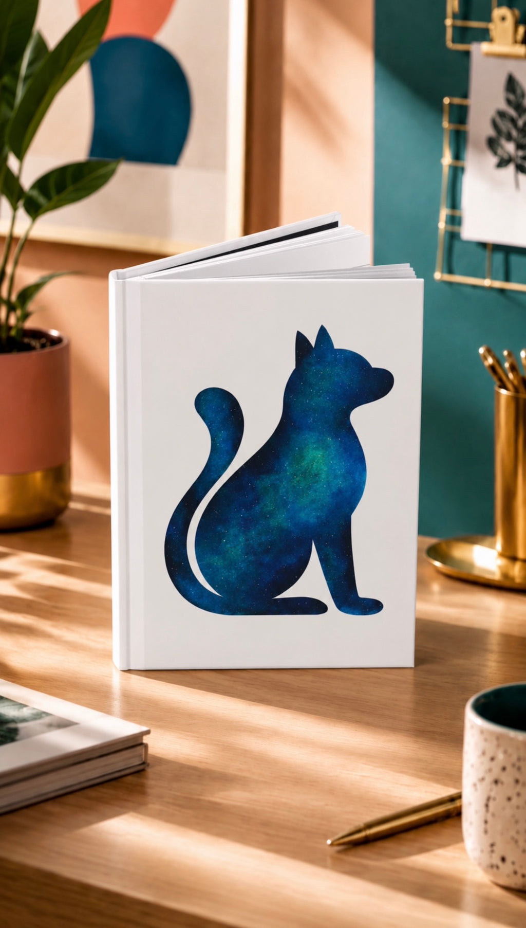 Galaxy Cat Hardcover Journal – Cosmic Cat Notebook