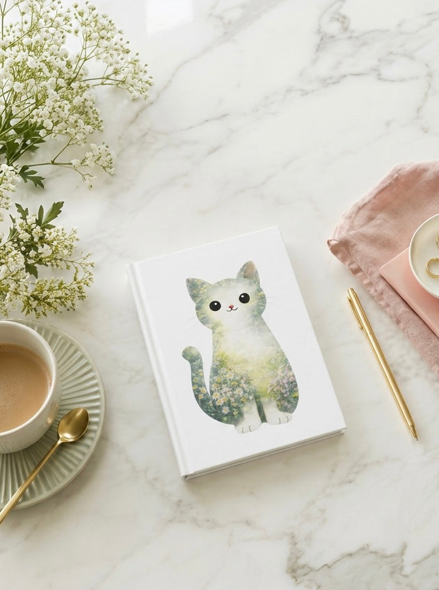 Floral Cat Hardcover Journal