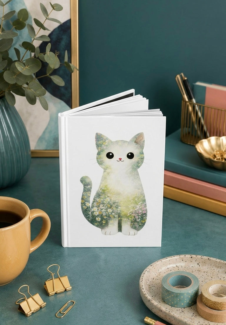 Floral Cat Hardcover Journal