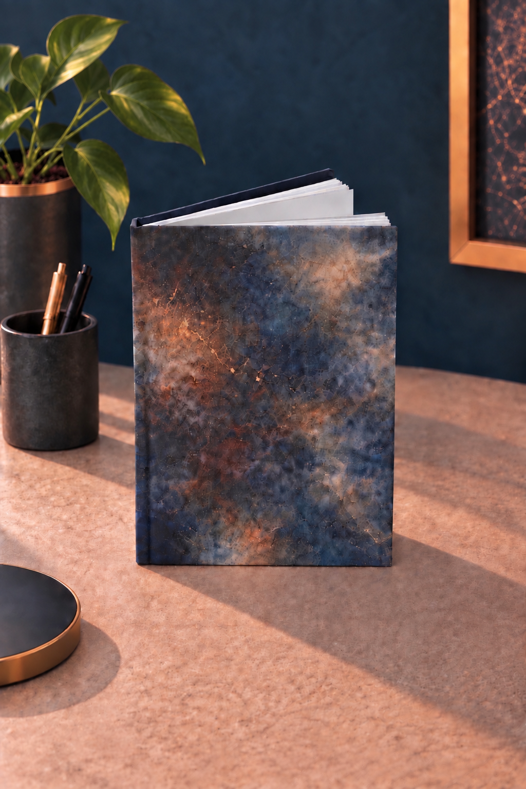 Midnight Gold Abstract Hardcover Journal