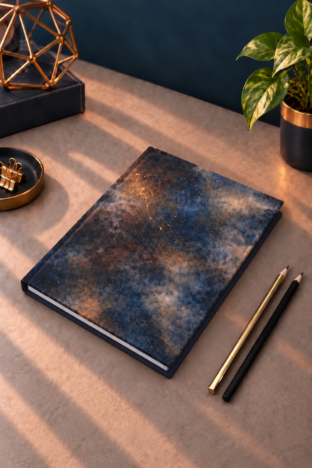 Midnight Gold Abstract Hardcover Journal