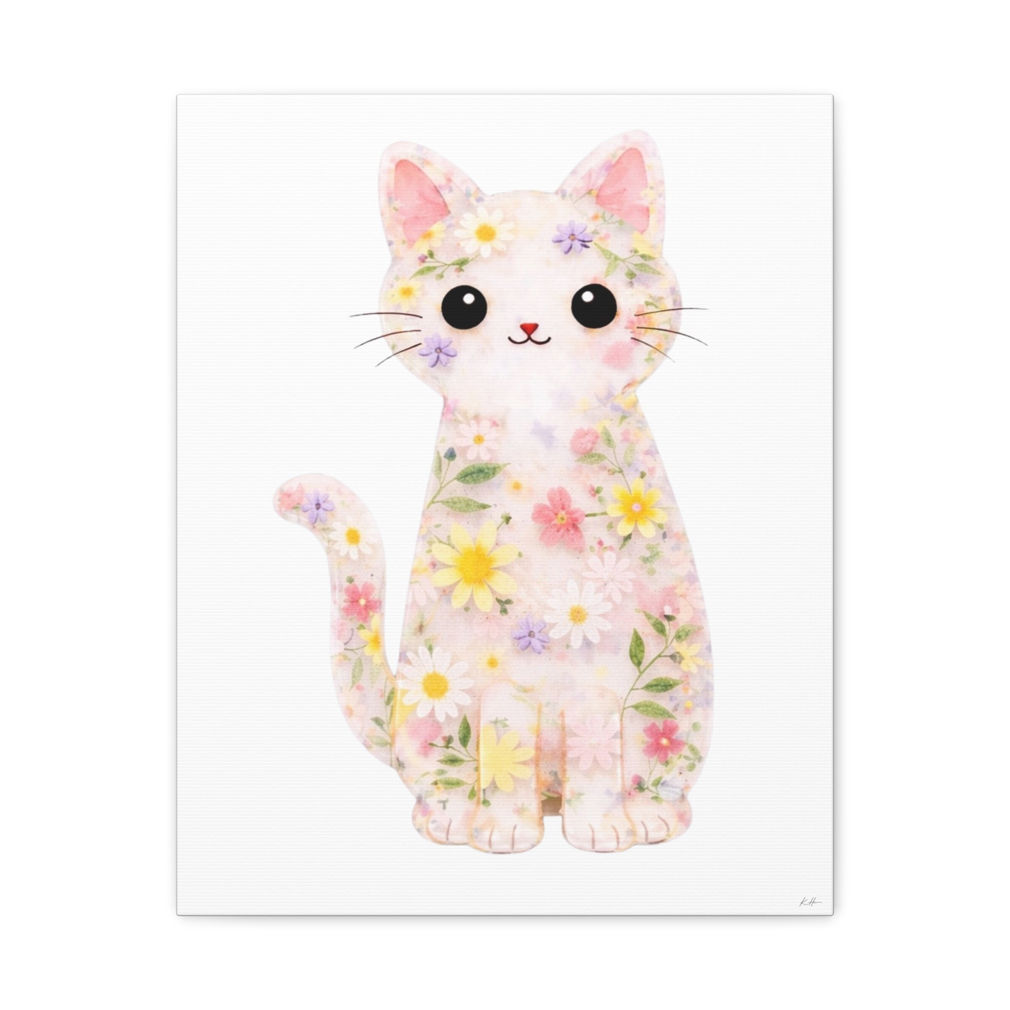 Floral Cat Wall Art Print