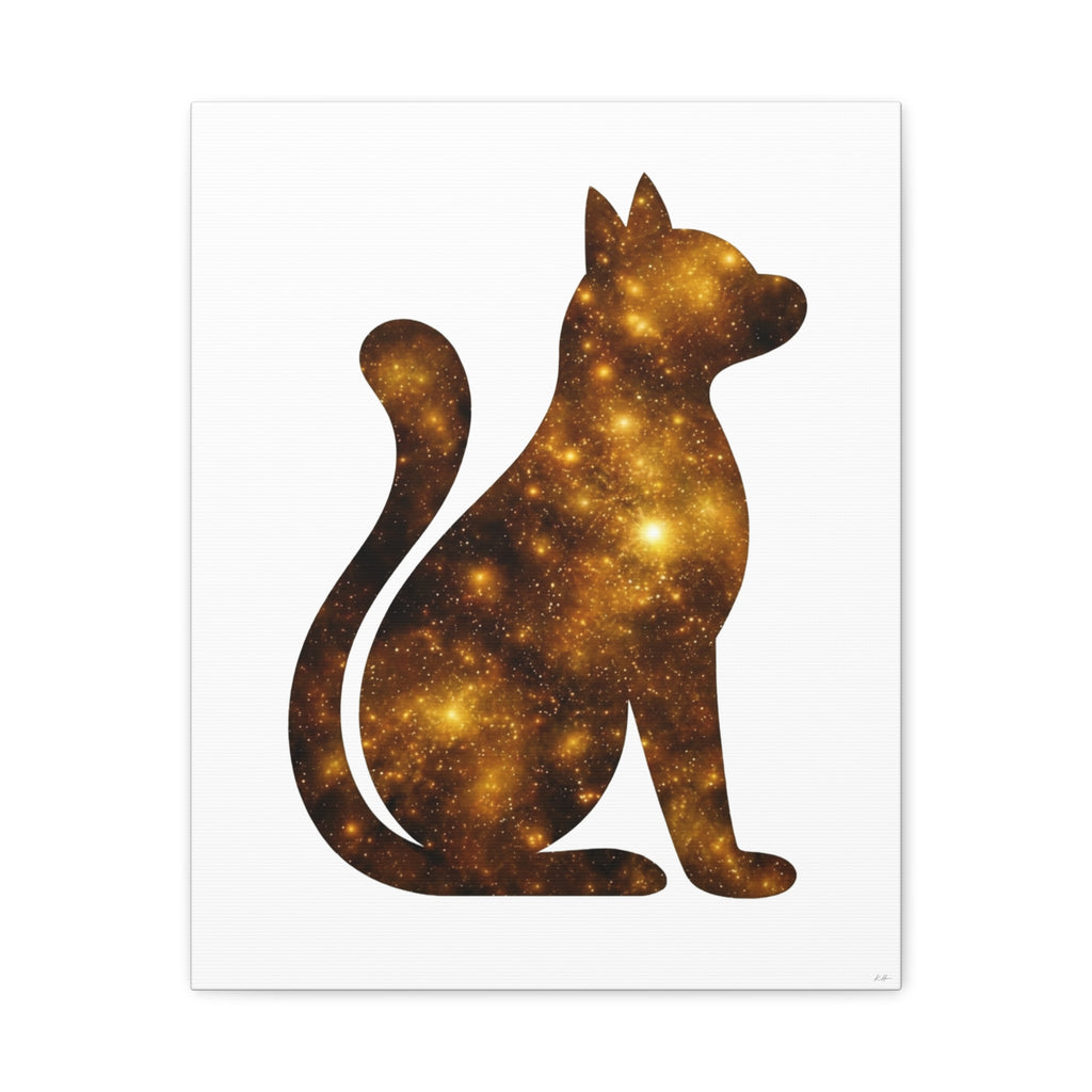 Bronze Galaxy Cat Canvas Wall Art
