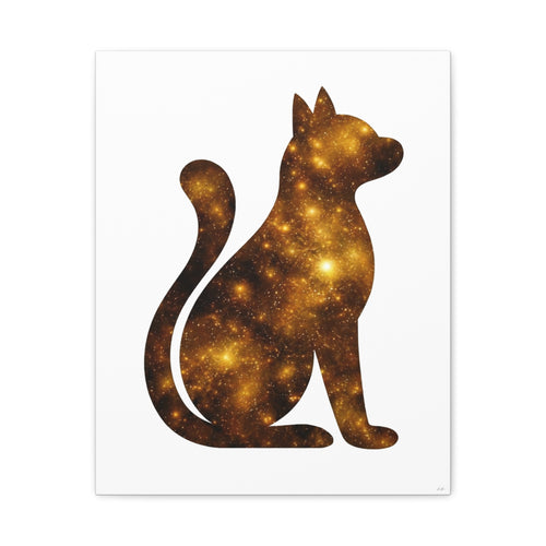 Bronze Galaxy Cat Canvas Wall Art