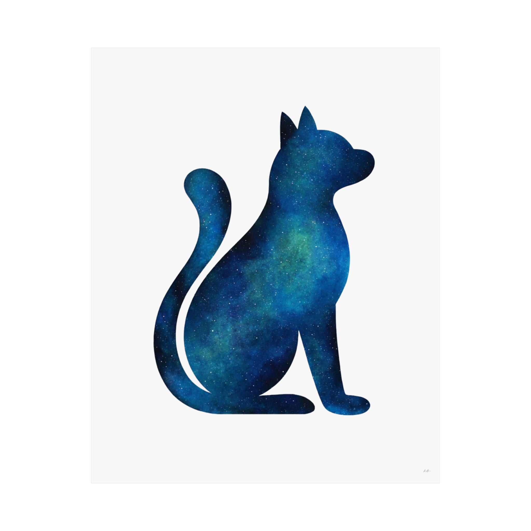 Blue Galaxy Cat Poster