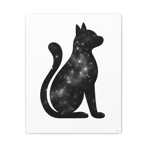 Black Galaxy Cat Canvas Wall Art